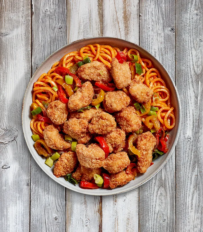 a low fat, low calorie salt and pepper chicken with noodles
